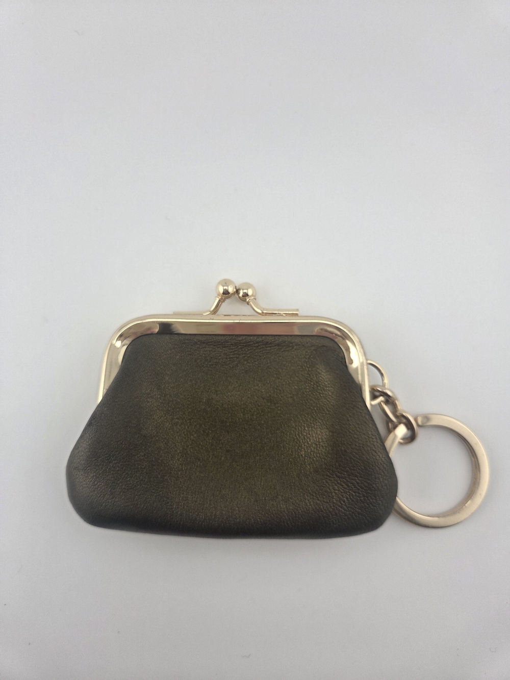 Coach Vintage Metallic Bronze Leather Kiss-Lock Keychain Coin Purse Charm - Picture 3 of 7
